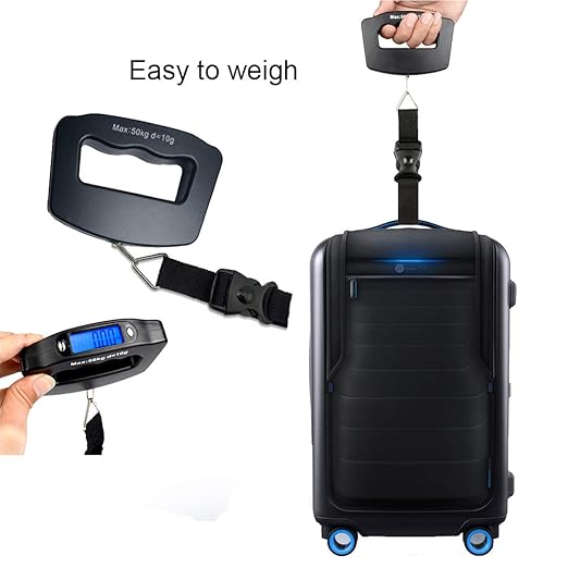 Handheld Digital Luggage Scale with Grip for Travel Portable Electronic Weighing Suitcase and Bag 110Lb/50kg Black