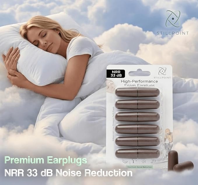 Happy Hippo Soft Foam Earplugs, 33 dB NRR, 6 Pair 12 Plugs, Maximum Protection for Sleeping; Silence Snoring, Airplanes, Airports, Power Tools, Phone Conversations, Loud Work Environments (Dark Brown)
