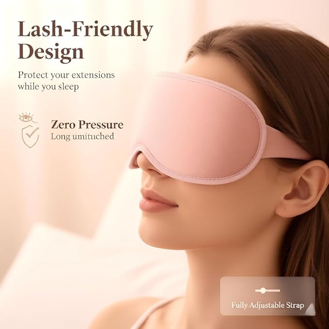 Weighted Eye Mask for Sleeping 2 Pack - 3D Contoured Sleep Masks for Women Men, Blackout Eye Mask for Travel, Meditation, Airplane, Memory Foam, Adjustable Strap Purple Pink