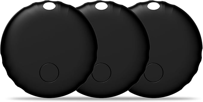 Tracker Tag, Smart Tag Works with Find My App (iOS Only), Keys Finder and Item Locator for Luggage, Backpack, Suitcases and More, Replaceable Battery, IP67 Waterproof Tracking Tags-3 Pack (Black)