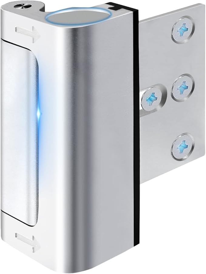 Home Security Door Reinforcement Lock Safety Latch Extra Front Doors Security Devices, Anti Door Kick in Safety Protector for Door Inside, Child Proof Aluminum Locks Silver 1Pack