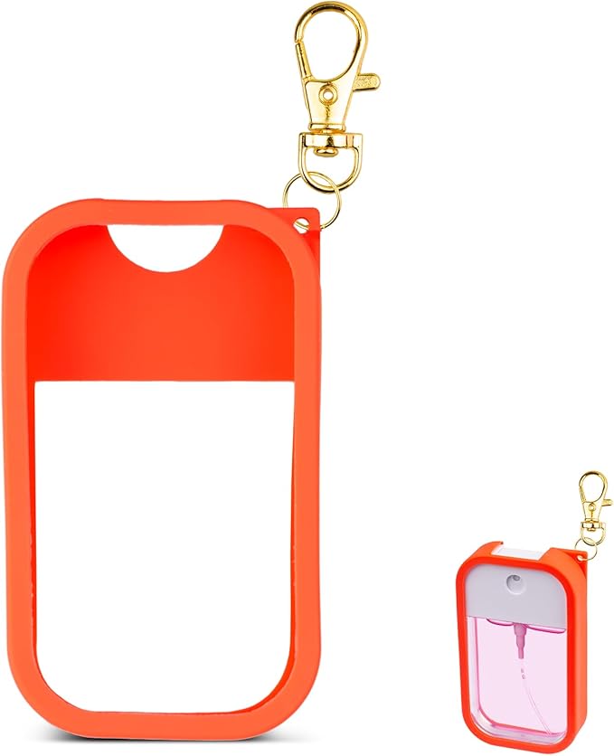 TERPINK Silicone Case Compatible with Touchland Hand Sanitizer Spray, Protective Case with Keychain for Power Mist and Glow Mist 1 fl oz, Hand Sanitizer Spray Accessory (Orange, 1 Pack)
