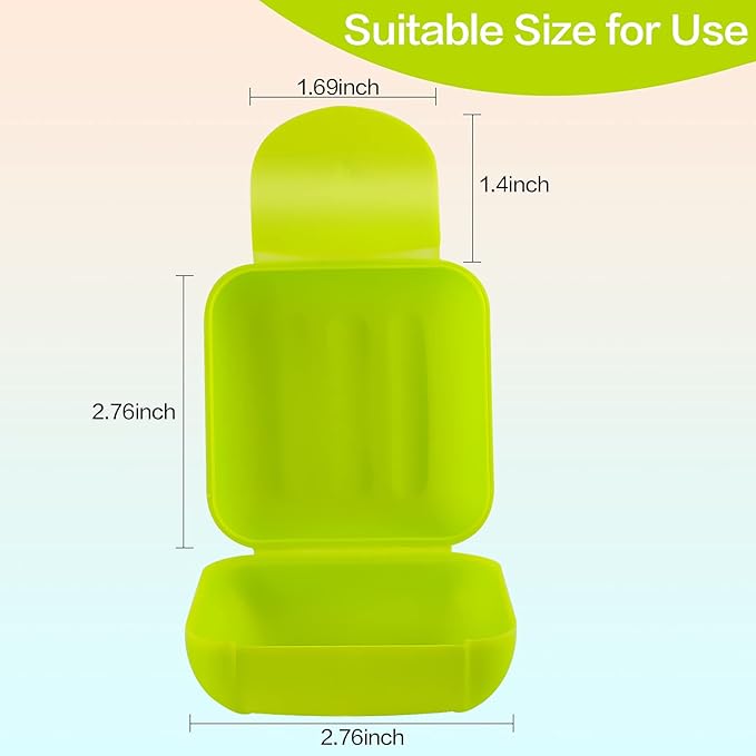 2 Pcs Small Size Plastic Soap Case Holder Container Box Home Outdoor Hiking Camping Travel,2.75 * 2.75 * 1.65 inch Lime Green