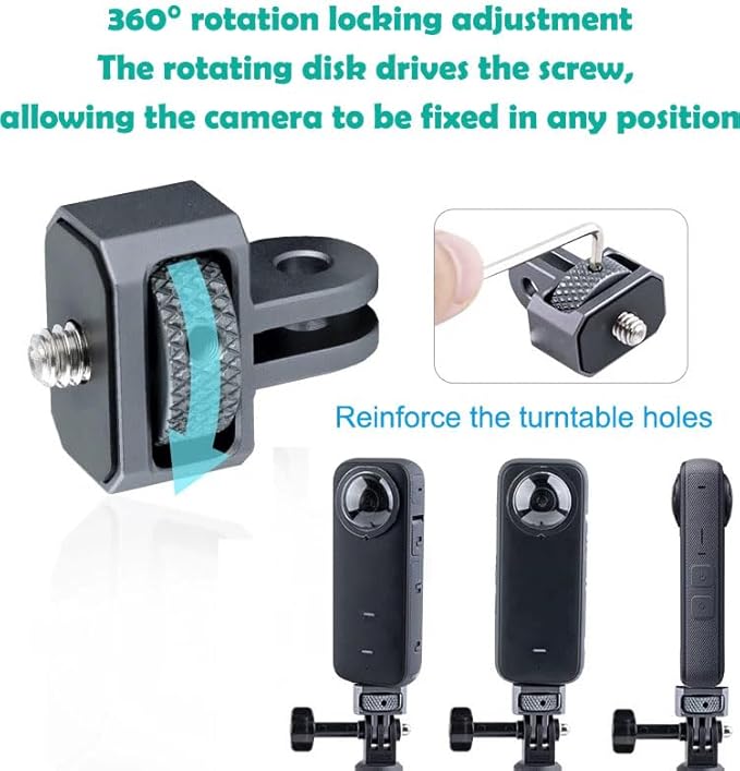 Aluminum Camera Tripod Adapter 1/4"-20 Conversion Adapter Mounts Compatible with Gopro Action Cameras Insta360 and Other Standard 1/4 Accessories, Quarter Inch Mount Adapter (Type CC)