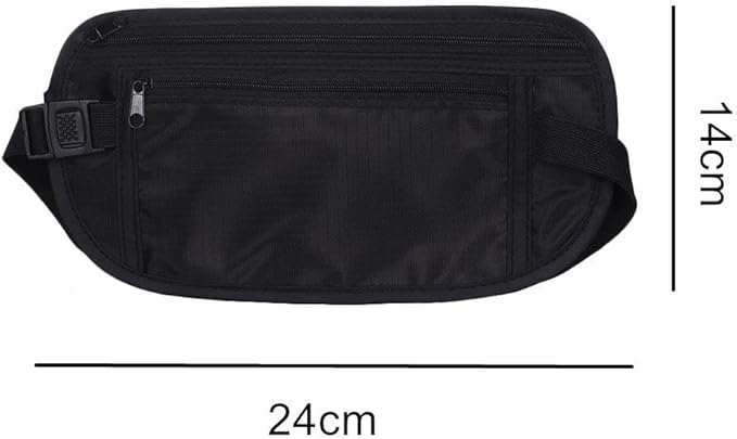 2 Pack Travel Money Belt Waist Wallet, Slim RFID Blocking Passport Holder, Invisible Belt Bag Fanny Pack for Men Women
