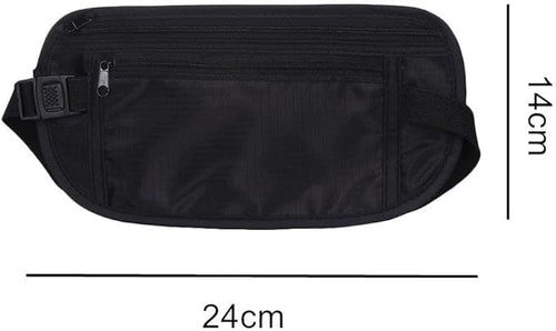 2 Pack Travel Money Belt Waist Wallet, Slim RFID Blocking Passport Holder, Invisible Belt Bag Fanny Pack for Men Women