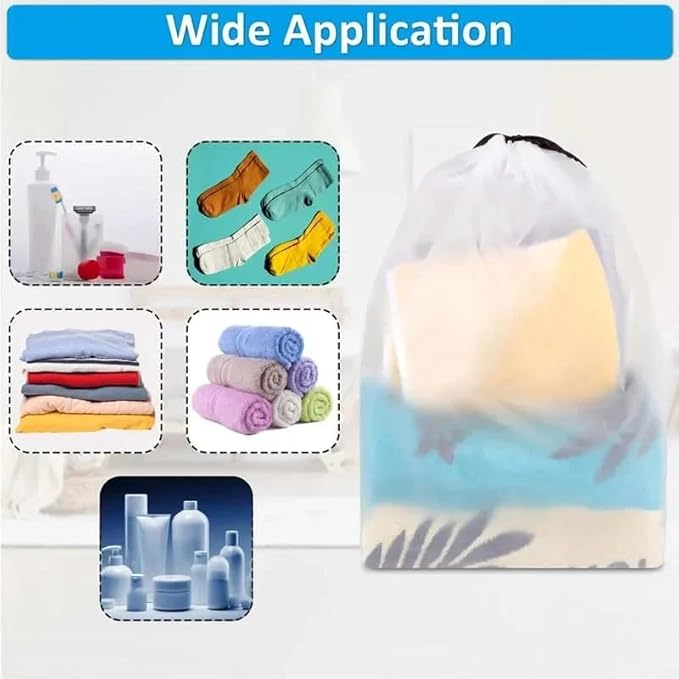 5PCS Portable Shoe Storage Drawstring Eco Storage Bags for Shoes Sundries Travel Waterproof Transparent Plastic Storage Bag (Large-5Pcs)