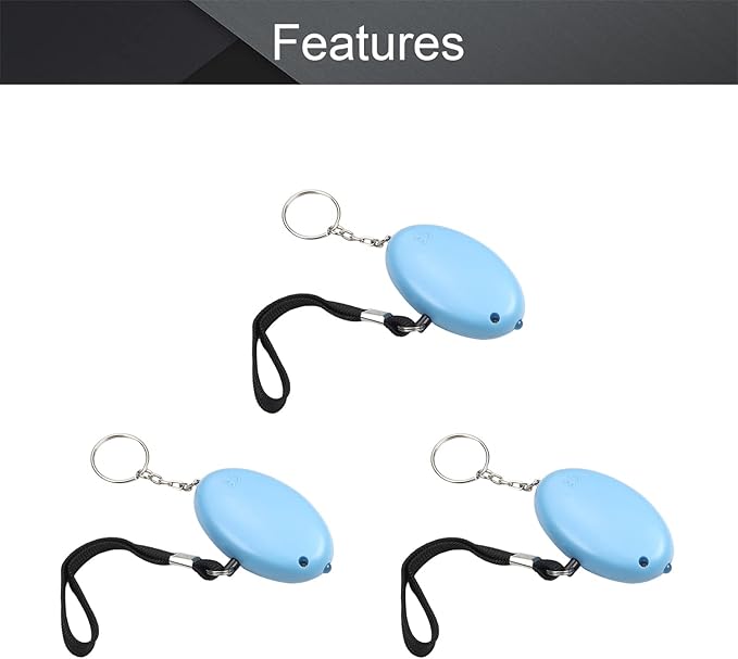 Othmro 3 Pack 130DB Personal Alarm with LED Lights, Emergency Safety Alarm for Women, Men, Children, Elderly, Light Blue