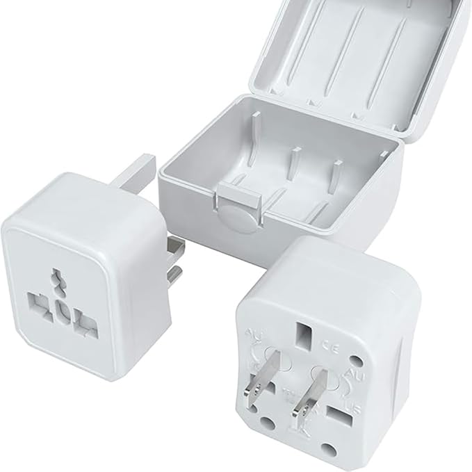 2 Pack Universal Travel Adapter Compact World Travel Adapter Kit All in One Charger Plug Converter with Carry Case for Power Strip Wall Outlet US AU UK CN France DE Europe China Australia Japan