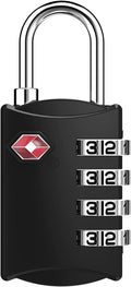 ZHEGE TSA Approved Luggage Lock for Train Travel, 4 Digit Combination Lock for School Gym Locker, Suitcase, Backpack, Cabinet, Drawer, Easy Read Dial with Alloy Body (1 Pack, Black)
