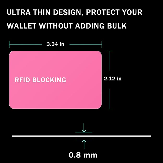 RFID Blocking Card - 5 Pack, Contactless NFC Credit Card ID Protection Safe Bank Card Passport Entire Wallet Purse Shield Protector Blocker Guard (Pack of 5, Pink)