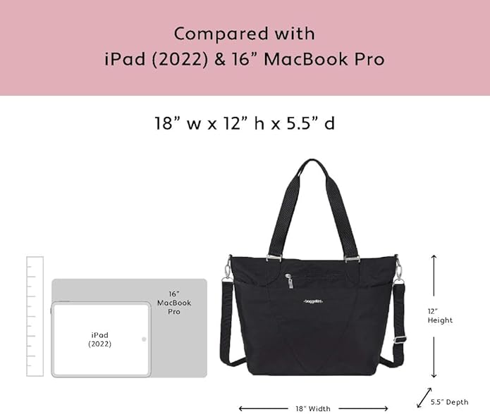 Baggallini Avenue Tote - 12x18 Laptop Tote Bag for Women - Lightweight Work Travel Carry On Bag