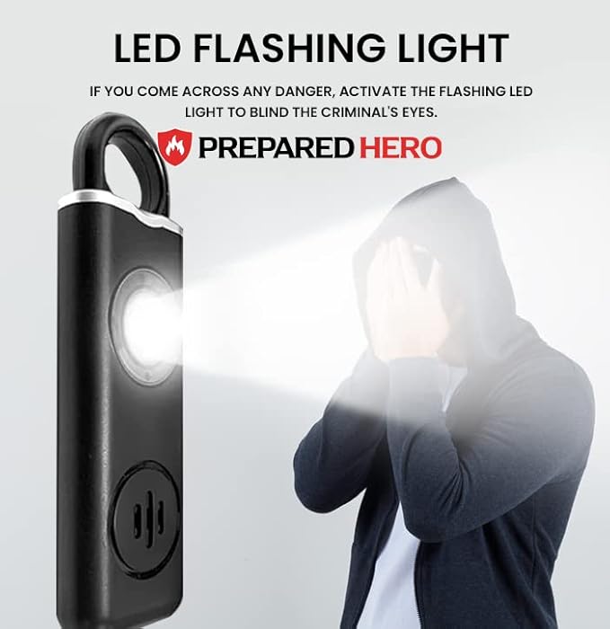 Prepared Hero Defense Alarm - 4 Pack - Personal Security Alarm That Fits in Your Pocket
