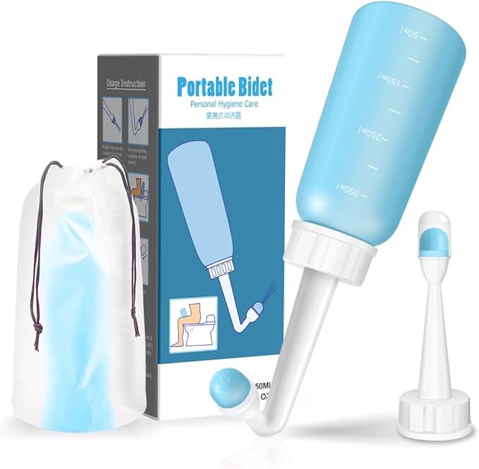 Peri Bottle - Postpartum and Perineal Care - 2 in 1 Portable Bidet - Portable Travel Bidet Sprayer for Women or Men- Handheld Jet Spray Bottle for Toilet (350ML, Green)