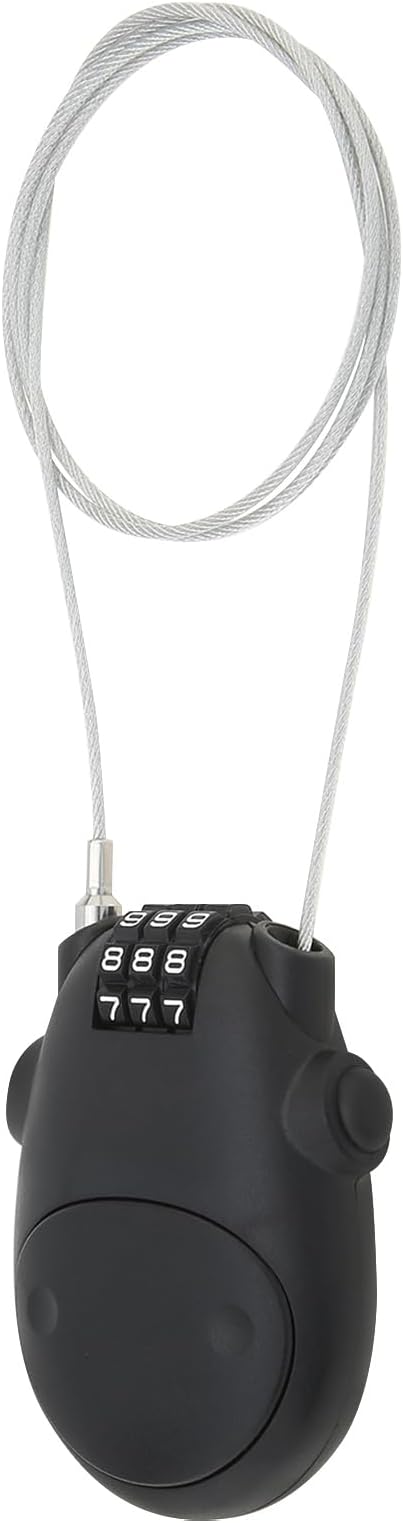 Combination Cable Lock, Cable Luggage Locks with 30 inch Retractable Steel Cable, Travel Lock Combo Mini Lock for Suitcase Stroller Bike (3, Black)