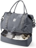 Spirit Travel Duffel - 18x14x8 Inches Weekender Overnight Bag with Shoes Compartment, Trolley Sleeve & Carry On for Airplanes, Sport Tote Gym Bag - Grey