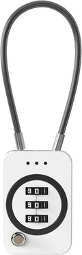 Cable Lock with Combination, Combo Cable Lock with Code, Small Padlock Combination, Combo Padlock for Travel Luggage, Backpack, Bag Zipper, Locker, Tool Box, Bike Basket (Non-Luminous)