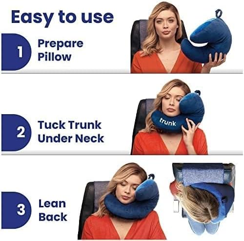 J-Pillow Travel Pillow + Carry Bag, (No Scarf) - Chin & Neck Support in Any Sitting Position, Travel Pillow for Aeroplane - (Blue)