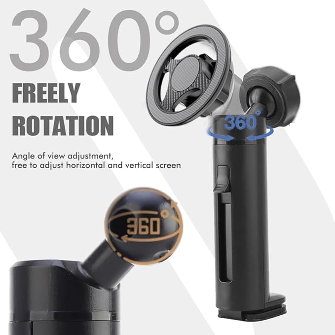 ARFUKA Magnetic Phone Holder Mount for Airplane Travel - Adjustable 360° Rotation, Hands-Free Desktop Mount & Phone Stand (Home Office & Airplane Travel Essentials)