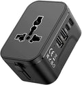 Universal Plug Adapter for Worldwide Travel, PD20W International Charge Adapter with 2 USB-C ＆ A Ports, All in One Outlet International Adapter, for USA, UK, EU, AU ＆ 224+ Countries (Black)