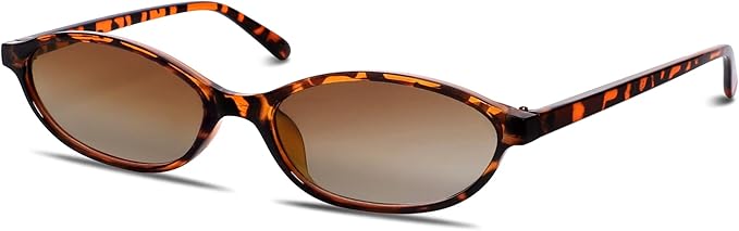 GUVIVI Retro Oval Sunglasses for Women Chic Cat Eye 90s Sunnies Lightweight Narrow Shades Trendy UV protection Sun Glasses
