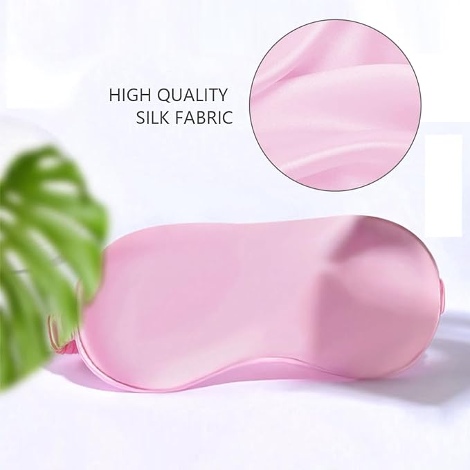 Silk Sleep Mask, Silk Sleeping Mask with Adjustable Strap, Sleeping Aid Blindfold for Nap, Sleep Mask for Women to Full Night's Sleep, Travel and Nap.(1PC) (Pink)