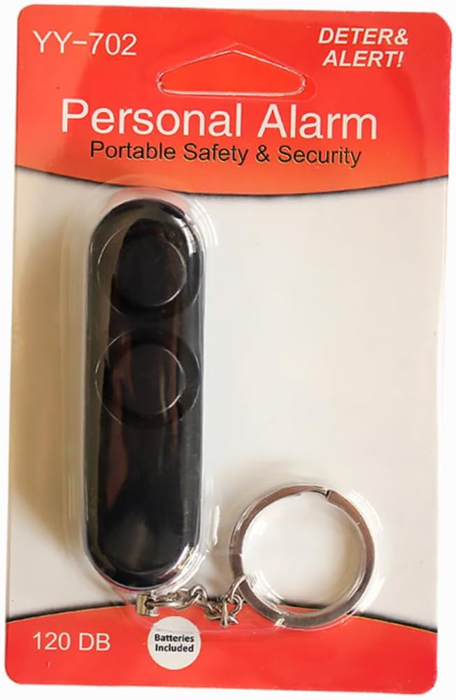 NUOBESTY Personal Alarm Keychain for Women Kids and Seniors 120 Emergency Alert Device with Anti-Theft Features Black