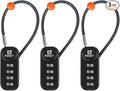 RESET-192 4 Digit Combination Padlock with 10cm(4 inch) Cable,Travel Lock for Luggage,Suitcase,Baggage,Backpack,Toolbox,Case,Black,3 Pack