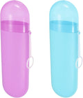 2 Packs Toothbrush Travel Case, Portable Toothbrush Case with Ventilation Hole for Travel, Plastic Toothbrush Holder Travel Size for Business Trip, School, Camping, Home - Purple+Blue