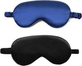 Silk Sleeping Mask,2Pack Silk Eye Mask with Adjustable Strap, Sleeping Aid Blindfold for Nap, Sleep Mask for Women to Full Night's Sleep, Travel and Nap (Black/Blue)
