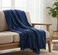 KyraHome Muslin Blankets for Adults, 60"x80", 100% Organic Cotton Throw Blankets for Couch, Plant Dyed Breathable Lightweight Gauze Summer Blankets, All Season (Navy Blue)