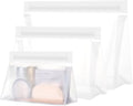PACKISM Leak Proof Clear Toiletry Bag - Sealed TSA Approved Toiletry Bag with Reinforced Seams, Reusable and Easy to Clean, Clear Travel Bags for Toiletries, Food-grade PEVA, 1L+1M+1S, White