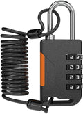 Ski Lock, 4 Digit Combination Padlock with Retractable Cable (36in/91cm), Combo Cable Lock for Snowboard, Travel Luggage, Suitcases, Backpack, Bike, Fridge Door, Gym Locker (Black)