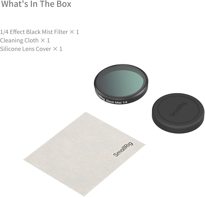SmallRig 1/4 Black Mist Filter for DJI Osmo Action 6, Snap On Black Diffusion 1/4 Filter with Silicone Cover & Cleaning Cloth, HD Optical Glass, Multi-Coated - 6086