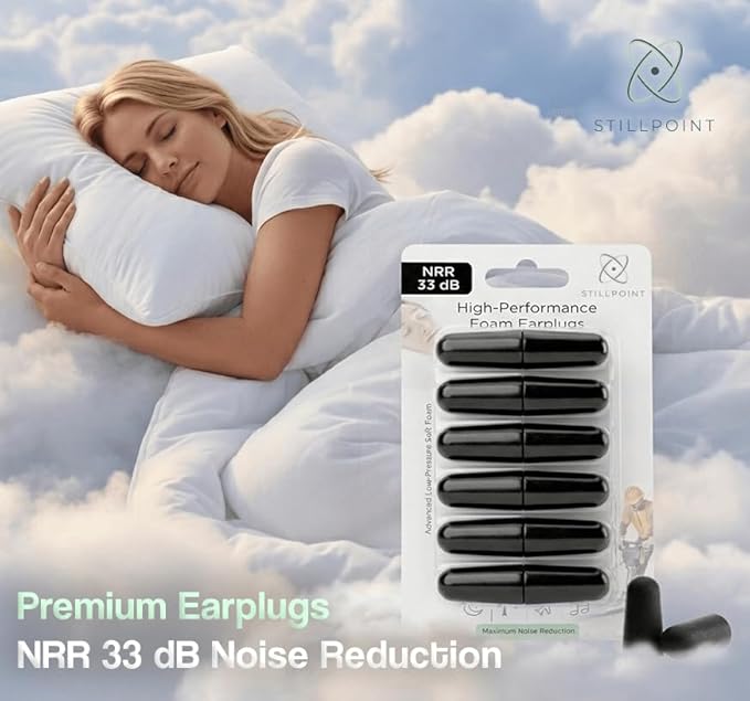 Happy Hippo Soft Foam Earplugs, 33 dB NRR, (6 Pair 12 Ear Plugs) Maximum Protection for Sleeping; Silence Snoring, Airplanes, Airports, Power Tools, Phone Conversations, Loud Work Environments (Black)