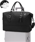 Travel Duffel Bag, Weekender Overnight Bag for Women with Trolley Sleeve, Carry On Bag for Airplanes Sport Tote Gym Bag with Shoes Compartment.(Black)