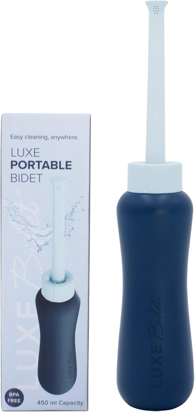 LUXE Bidet Portable Travel Bidet - 450-mL Capacity, Non-Slip, Ergonomic Bottle with Retractable Nozzle and Storage Bag