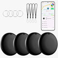 Bluetooth Tracker for Android（Black, 4Pack, Works with Google Find My Device App, IP67 Waterproof, Replaceable Battery, Tracker Tag for Keys, Backpack, Suitcases, Travel and Commute