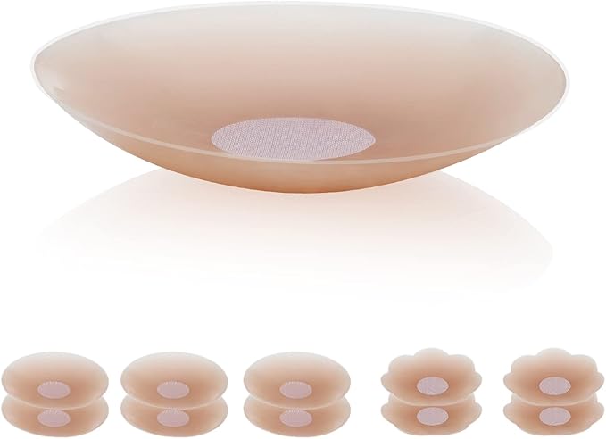 VOCH GALA 5 Pairs Nipple Cover for Women Reusable, Adhesive Silicone Nipple Pasties, Sticky Bra Pasties Petals