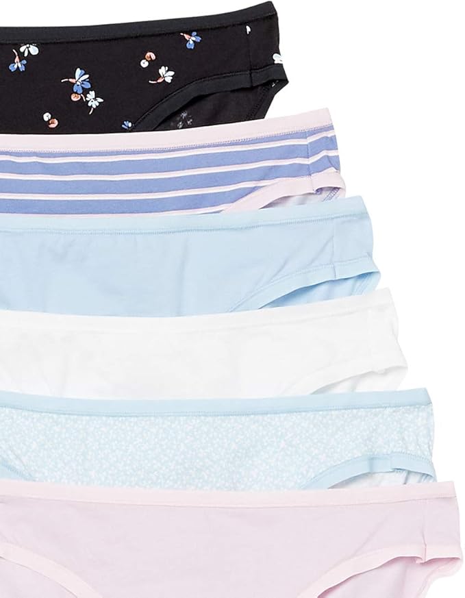 Amazon Essentials Women's Breathable Cotton Bikini Brief Underwear with Full Coverage, Multipacks