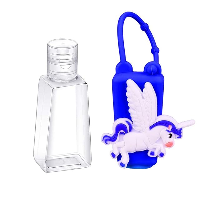 5Pcs Travel Size Kids Empty Hand Sanitizer Bottles with Keychain Holder Detachable Silicone Protective Case 30ml Plastic Travel Bottles Leak Proof Refillable Containers - Unicorn A#