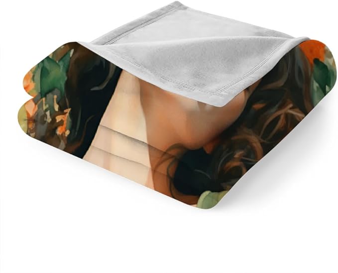 Girls Throw Blanket, Fleece Blanket for Couch Bed Sofa, Anime Princess Blankets and Throws, Woman Portrait Super Soft Cozy Plush Flannel Blanket, 50 x 60 in, Girl Flowers