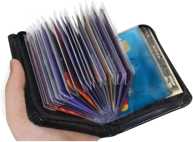 2 Pack Credit Card Holder Wallet RFID Blocking Leather Wallet for Men and Women with Zipper, Huge Storage Capacity,36 Slots