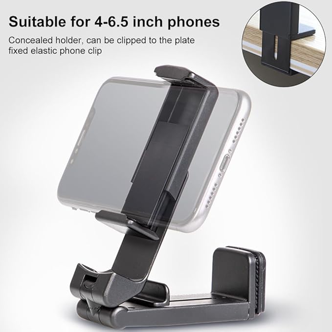 2 Pcs Universal Airplane Travel Phone Holder,Portable Phone Stand 360 Degree Rotaing Design Holder Foldable Pocket Size for Plane, Train, Work, Video and Desk(Color:Black)