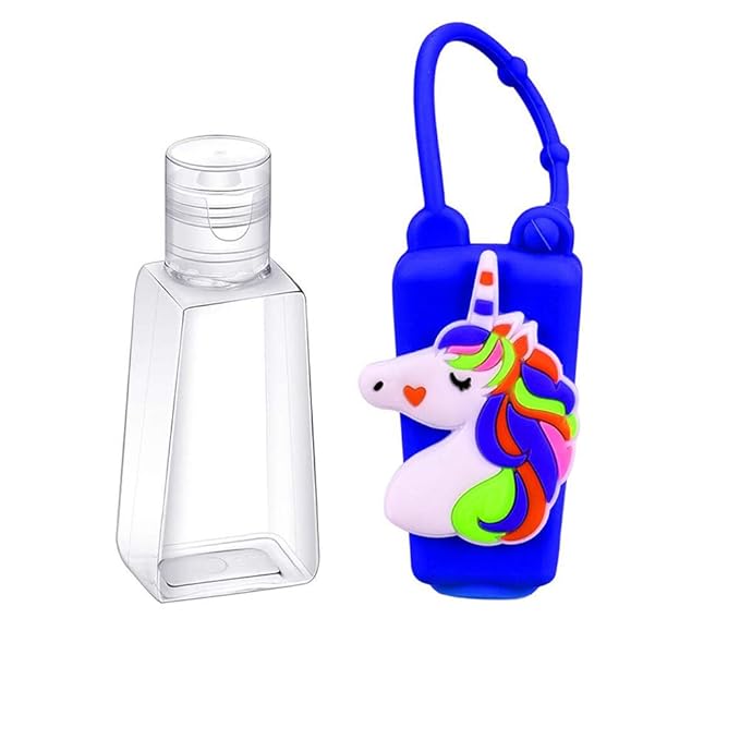 5Pcs Travel Size Kids Empty Hand Sanitizer Bottles with Keychain Holder Detachable Silicone Protective Case 30ml Plastic Travel Bottles Leak Proof Refillable Containers - Unicorn C#
