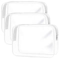 TRODANCE Clear Toiletry Bag, 3 Packs TSA Approved Water resistant Travel Organizer, Airport Airline Travel Essential Carry On Makeup Cosmetic Bags for Women, White - 3 packs
