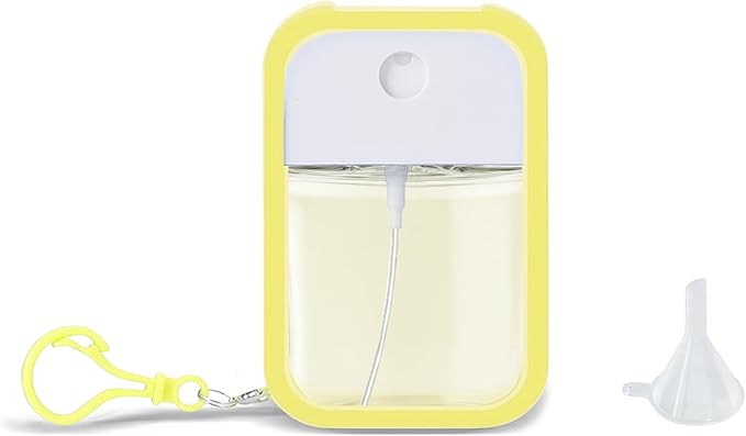 Refillable Hand Sanitizer Spray Bottle - 1oz / 30ml Leakproof Empty Spray Bottle with Silicone Case, Funnel & Clip,Portable Mini Travel Sanitizer Holder for Purse, Pocket, Gym Bag