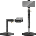 NEEWER Cell Phone Stand for Desk, Adjustable Office Table Phone Holder Mount Compatible with iPhone Samsung for Video Recording Filming, 360° Ball Head, Foldable Arm, Weighted Metal Base, MT010