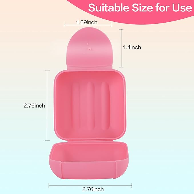 2 Pcs Small Size Plastic Soap Case Holder Container Box Home Outdoor Hiking Camping Travel,2.75 * 2.75 * 1.65 inch Pink