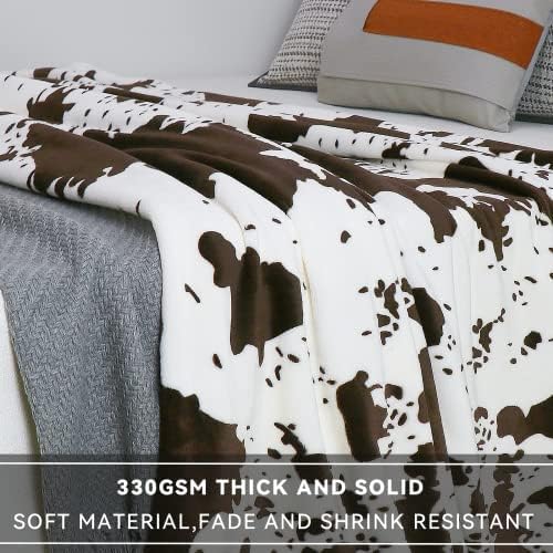 Queen Size Blankets for Bed, Extra Large Fuzzy Fleece Cow Print Blankets Full Size, Luxury Cozy Country Decor for Bedroom Living Room, Lightweight Warm Bedding Gifts for Women Men Couples 90" x 90"
